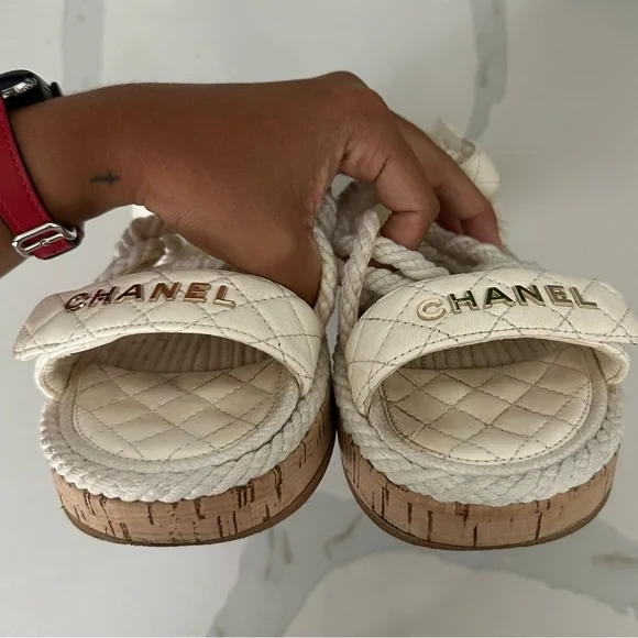 AUTHENTIC — Chanel Rope Sandals (37) - Picture 5 of 9